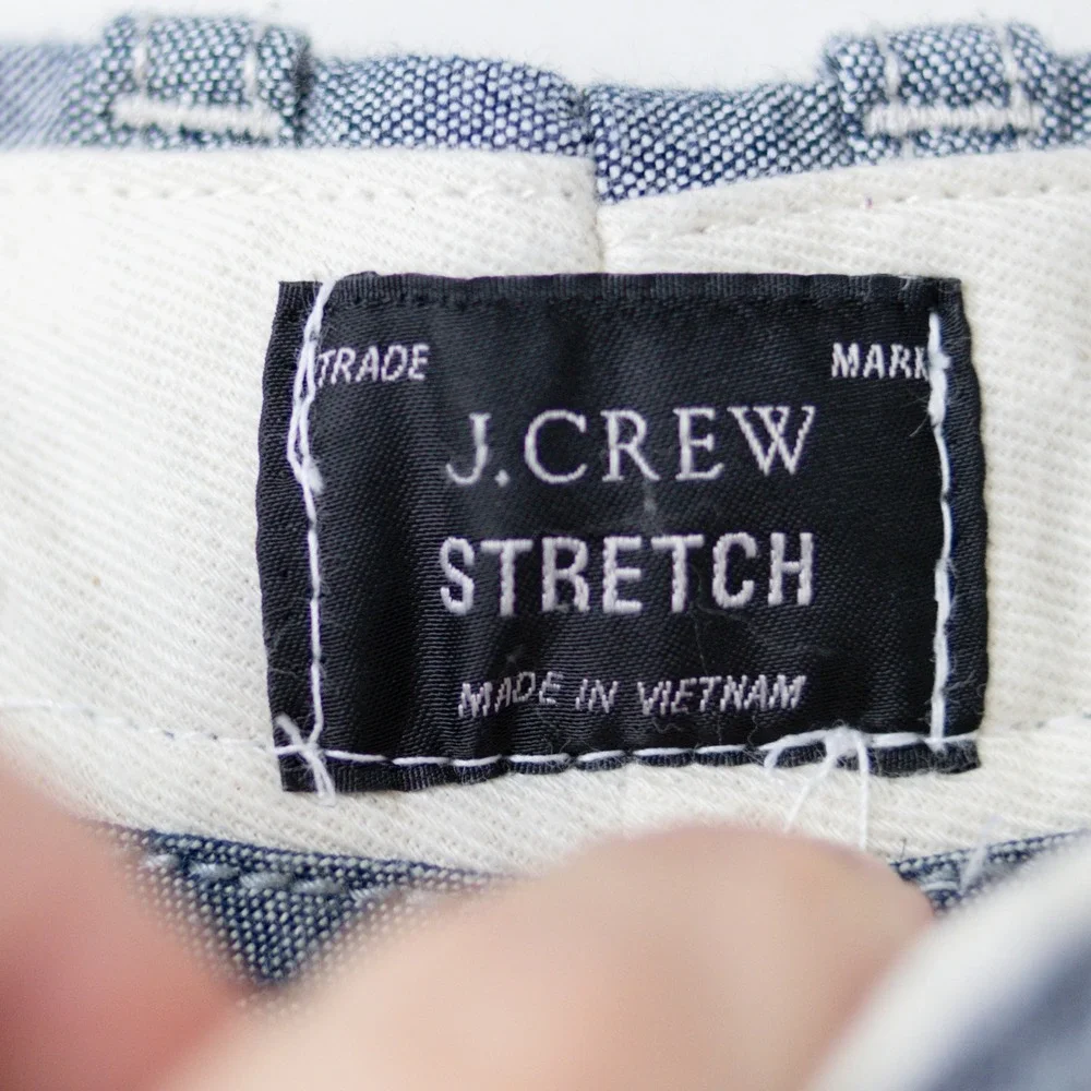 J‎ Crew Pants 770 Straight Mens 33x32 Blue Chambray Stretch Chinos L0719